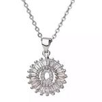 Silver Initial Crystal Pendant Necklace A Photo 0