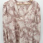 Ophelia Roe Top Women 1X Pink Cream Cheetah Print V-Neck Long Sleeve Blouse Photo 0