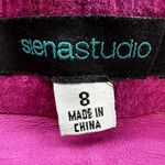 Siena Studio Genuine Leather Suede Top V Neck Halter Backless Y2K Magenta Pink 8 Photo 2
