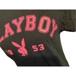 Playboy  Black Short Sleeve T-Shirt with Pink Lettering Crewneck 100% Cotton Size Photo 10