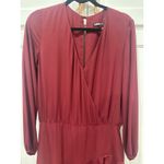 Krissa Burgundy Maxi Dress Ruffle Long Sleeve V Photo 2