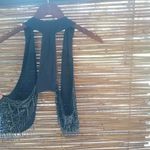 Anthropologie  Silence + Noise M Black Beaded Gypsy Vest Photo 4