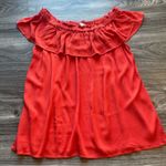Loft  Red Off-Shoulder Ruffle Blouse – Flowy Summer Top Photo 1