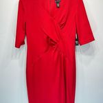 Red Dress by New Directions Half Sleeve Patchwork Pleated Front Form Fitting Size 10 Photo 1