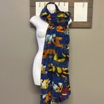 ZARA  Heather Blue Vibrant Floral Frayed Watercolor Scarf/Wrap- app 77” by 41” Photo 1