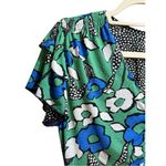 CAbi  Celebrate Dress Green Blue Floral & Black White Polka Dot Reversible Dress Photo 10