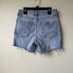 Gap  Denim Shorts 70s‎ Flare High Rise Raw Hem Distressed Light Wash 27 Photo 1