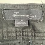 Forever 21 Black Denim Cuffed Shorts Size 26 Button Fly Photo 2