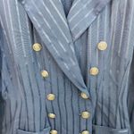 Vintage Whirlaway Frocks women's navy blue striped double breasted pantsuit 16P Photo 7