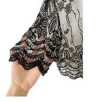 VINTAGE 90s STENAY Sheer Beaded Top Black Size 24 Photo 3