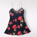 Victoria's Secret Vintage Silk Floral Lace Slip Mini Dress Size Large Black 90s Photo 5