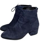 Sesto Meucci  Navy Suede Tie Front Back Zip Booties Photo 2