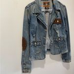 True Religion Y2K  Denim Jacket corduroy elbow patch women’s SZ L Retro Vintage Photo 13