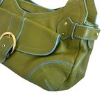 Franklin Covey Full Grain Leather Purse Handbag Green Shoulder Bag Front Pocket Photo 3