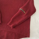 SheIn Maroon Open Knit Choker Neck Sweater With Zippers Photo 4