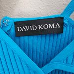 DAVID KOMA For Mini Dress in Blue Ribbed Size Small‎ Cutout Detail Tank Dress Photo 4