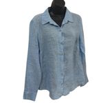 Joie  Women’s Linens Top Blue Button Down Long Sleeve Size M Photo 3