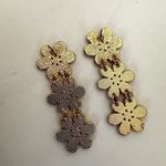 Gold tone orange yellow flower drop post earrings Photo 4