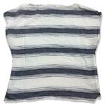 Loft ⭐️ White and Denim Blue Textured Striped Lightweight Cotton Blouse Photo 2