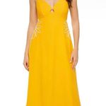 MON RENN scenic dress in mango Yellow Maxi Dress with Floral Detail NEW Size M Photo 5