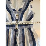 Point Sur J Crew Blue Striped Linen Front Button Blue Summer Midi Dress Size 4P Photo 11