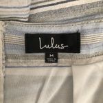 lulus Savvy Blue and White Striped White Fringe Along Sides Hem Shorts Medium Photo 5