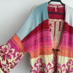 Free People Surf Sweater XS/S Kimono Boho Cotton Knit Cardigan Coastal Colorful Photo 6