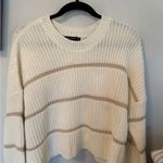 moon & madison Cream and Tan Striped Sweater White Size M Photo 0