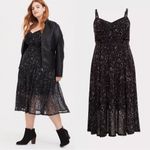 Torrid  Dark Grey Leopard Mesh Midi Dress Sleeveless V-Neck Fairygoth Size 1X Photo 2