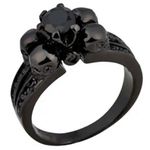 Unisex 4 Skull Design Black Zircon Wedding Ring Black Gold Party Jewelry Size 7 Photo 0