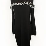 ASOS  Womens Ruffle Shoulder Sweater‎ Dress Black White Size 2 Acrylic Blend Photo 0