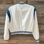 IVL Cropped Varsity Bomber White with Blue Stripes Size XS NWT Photo 3