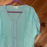 Seafoam green embroidered fringe detail swim coverup Photo 1