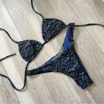 Vitamin A  Bikini snakeskin print triangle cheeky womens Blue (xsmall) swim beach Photo 0