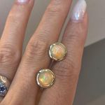 Brand New Natural Opal 9K Solid Yellow Gold Sphere Bezel Settings Earrings/Studs Photo 1