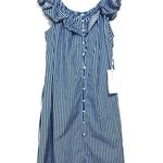 Live 4 Truth  blue white off shoulder boho dress‎ Medium Photo 0