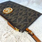 NWT Michael Kors Fulton Monogram Clutch Wristlet Brown Photo 9