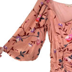 ByTimo Ruched Floral Embroidered Jacquard Dress Balloon Sleeves Coral Size XS Pink Photo 9
