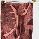 Poetry Wide Leg Pants Womens Size 8 Burgundy Pink Floral Elastic Resort Aloha Photo 2