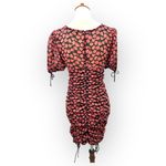 Dress Forum Black Red Short Sleeve Floral Print Drawstring Ruched Dress Small Photo 6