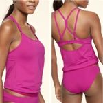 Athleta  Magenta Pink Purple Cross Back Blousy Bra Sized Tankini Top Photo 1