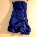 Jessica McClintock VTG  80s  Satin Blue Strapless Bubble Mini Dress Sz 5 Photo 2
