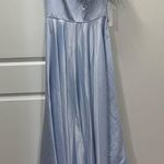 Mac Duggal FLAWED NWT Powder Blue One Shoulder A-Line Feather Gown Size 8 $598 Photo 1