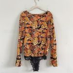 Free People NWT Heat Wave Midnight Combo Floral Black Long Sleeve Bodysuit Photo 6