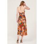 ASTR  Talitha Rust Floral Print Halter High Neck Tie Back Cocktail Midi Dress M Photo 1