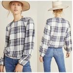 Anthropologie Cloth & Stone Plaid Blouse Women’s Size XS Glacier Purple Rayon 3 Photo 1