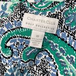 Charter Club Golf Sleeveless Top Paisley Button Front Size 10 Blue Green Photo 5