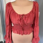 Hint of Blush  Crop Peasant Flare Ruffle‎ Sleeve Boho Top Photo 0