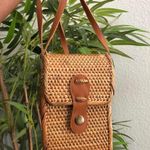 Boho brown and tan woven basket crossbody bag purse western indie festival. Measurements in pics Photo 1