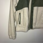 Abercrombie & Fitch Oatmeal & Olive Green Snap button up fleece teddy jacket Photo 1